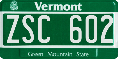 VT license plate ZSC602