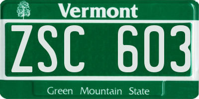 VT license plate ZSC603