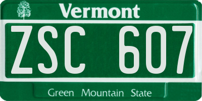 VT license plate ZSC607