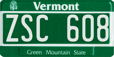 VT license plate ZSC608