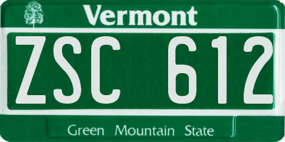 VT license plate ZSC612