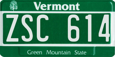 VT license plate ZSC614