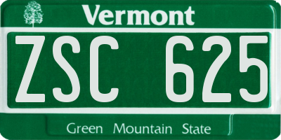 VT license plate ZSC625