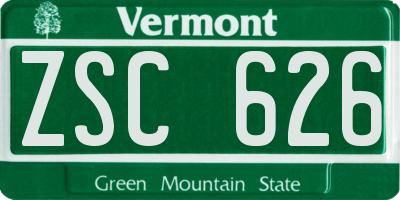 VT license plate ZSC626