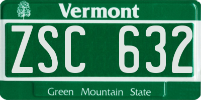VT license plate ZSC632