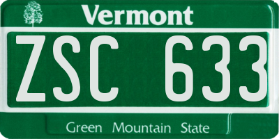 VT license plate ZSC633
