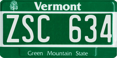 VT license plate ZSC634