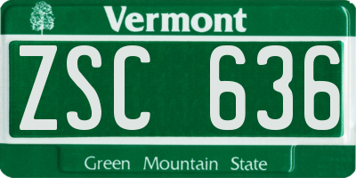 VT license plate ZSC636