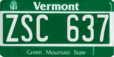 VT license plate ZSC637