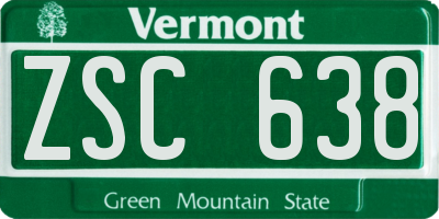 VT license plate ZSC638