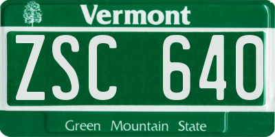 VT license plate ZSC640