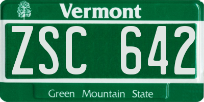 VT license plate ZSC642