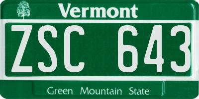 VT license plate ZSC643