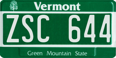 VT license plate ZSC644