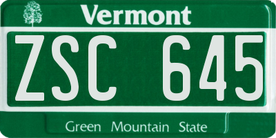 VT license plate ZSC645