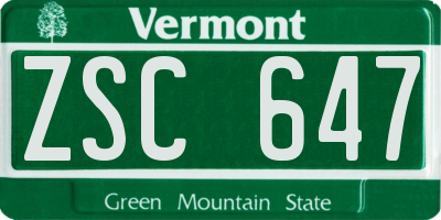 VT license plate ZSC647
