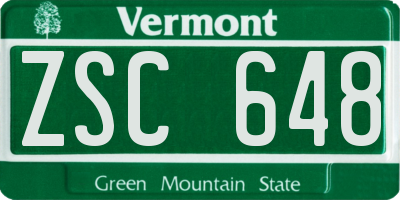 VT license plate ZSC648