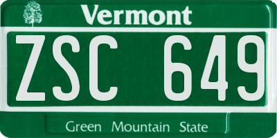 VT license plate ZSC649