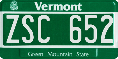 VT license plate ZSC652