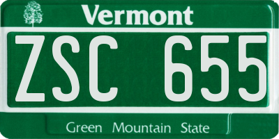 VT license plate ZSC655
