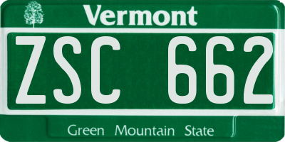 VT license plate ZSC662