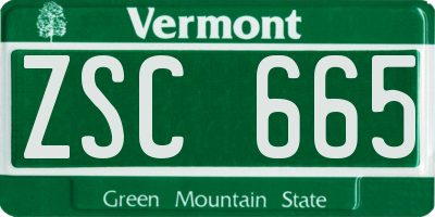 VT license plate ZSC665