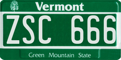 VT license plate ZSC666