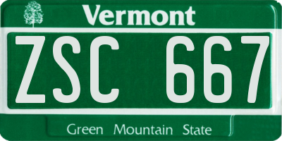 VT license plate ZSC667