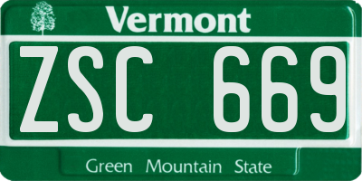 VT license plate ZSC669