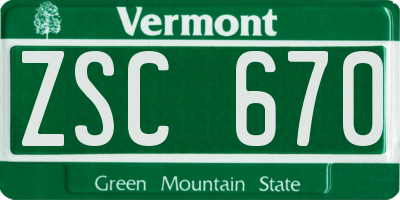 VT license plate ZSC670