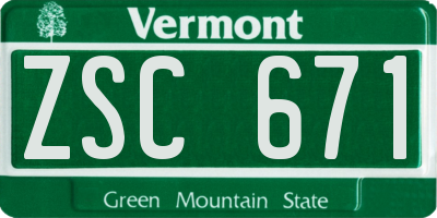 VT license plate ZSC671