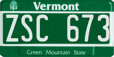 VT license plate ZSC673