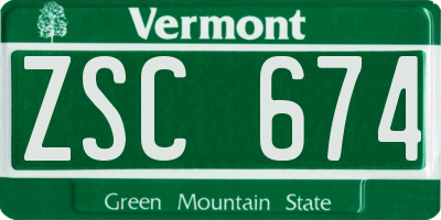 VT license plate ZSC674