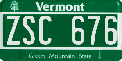 VT license plate ZSC676