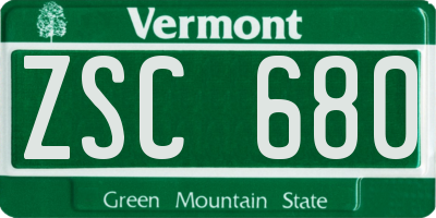 VT license plate ZSC680