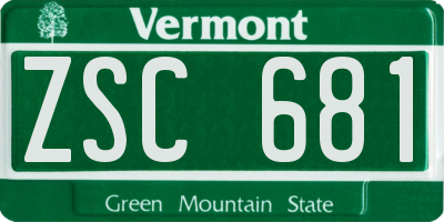 VT license plate ZSC681