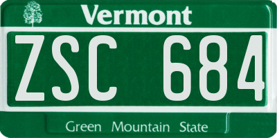 VT license plate ZSC684