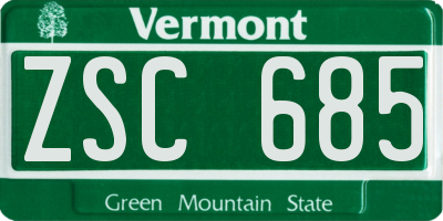 VT license plate ZSC685