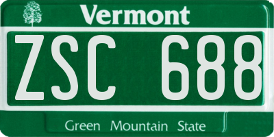 VT license plate ZSC688