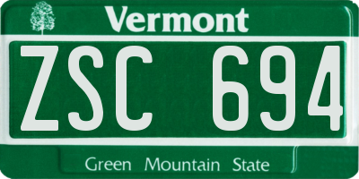 VT license plate ZSC694