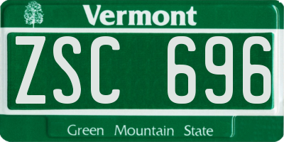 VT license plate ZSC696