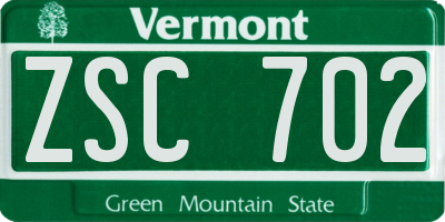 VT license plate ZSC702