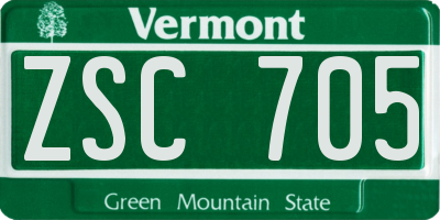 VT license plate ZSC705