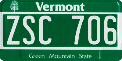 VT license plate ZSC706