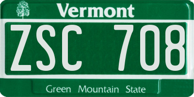 VT license plate ZSC708