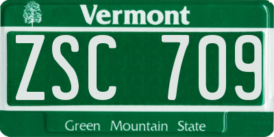 VT license plate ZSC709