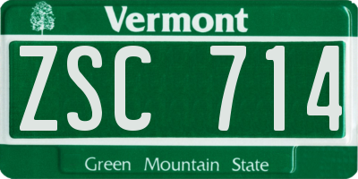 VT license plate ZSC714