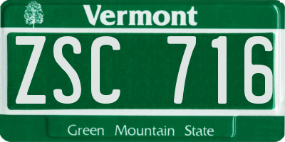 VT license plate ZSC716