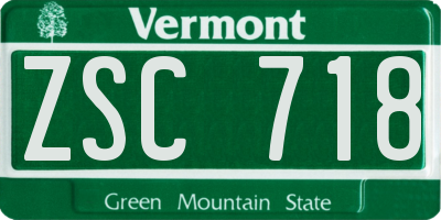VT license plate ZSC718