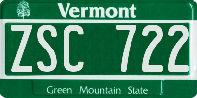 VT license plate ZSC722